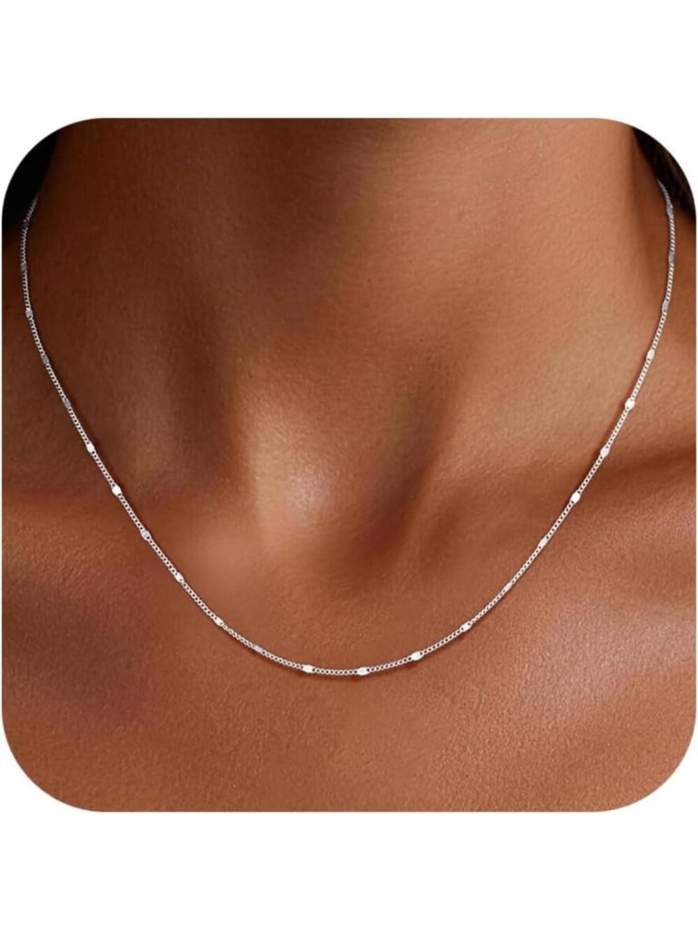 Elegant S925 Sterling Silver Necklace for Women, 1.2mm Sparkle Disk Chain